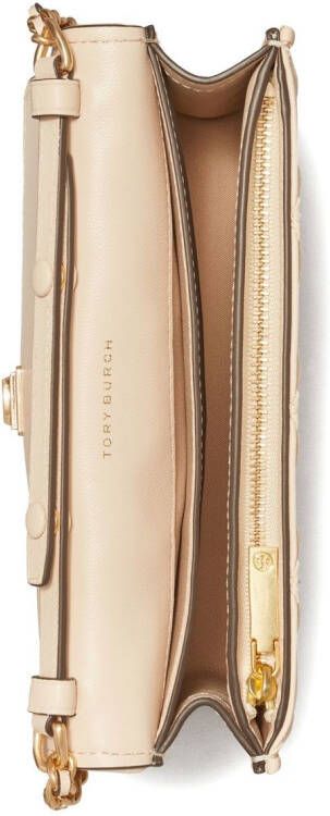 Tory Burch Fleming Soft portemonnee met kettinghengsel Beige