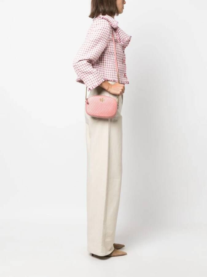 Tory Burch Kira gewatteerde cameratas met chevron streep Roze