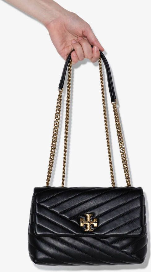 Tory Burch Kleine Kira verstelbare schoudertas met chevron streep Zwart