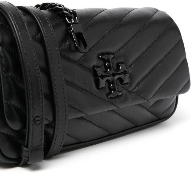 Tory Burch Kira schoudertas met chevron streep Zwart