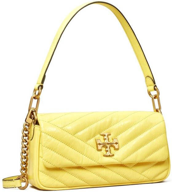 Tory Burch Kleine Kira gelakte Flap schoudertas met chevron streep Geel