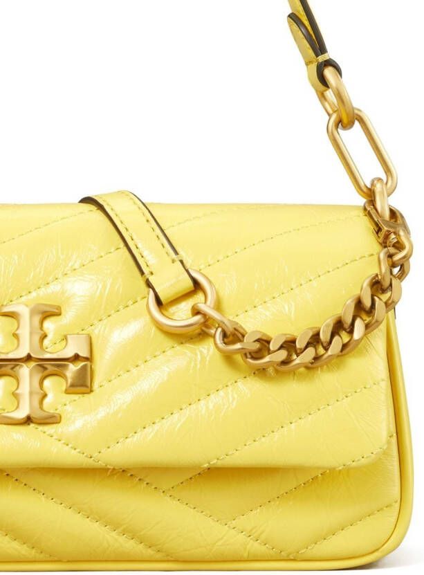 Tory Burch Kleine Kira gelakte Flap schoudertas met chevron streep Geel