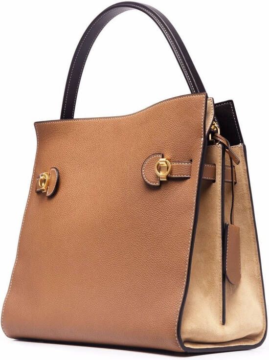 Tory Burch Lee Radziwill dubbele shopper Bruin