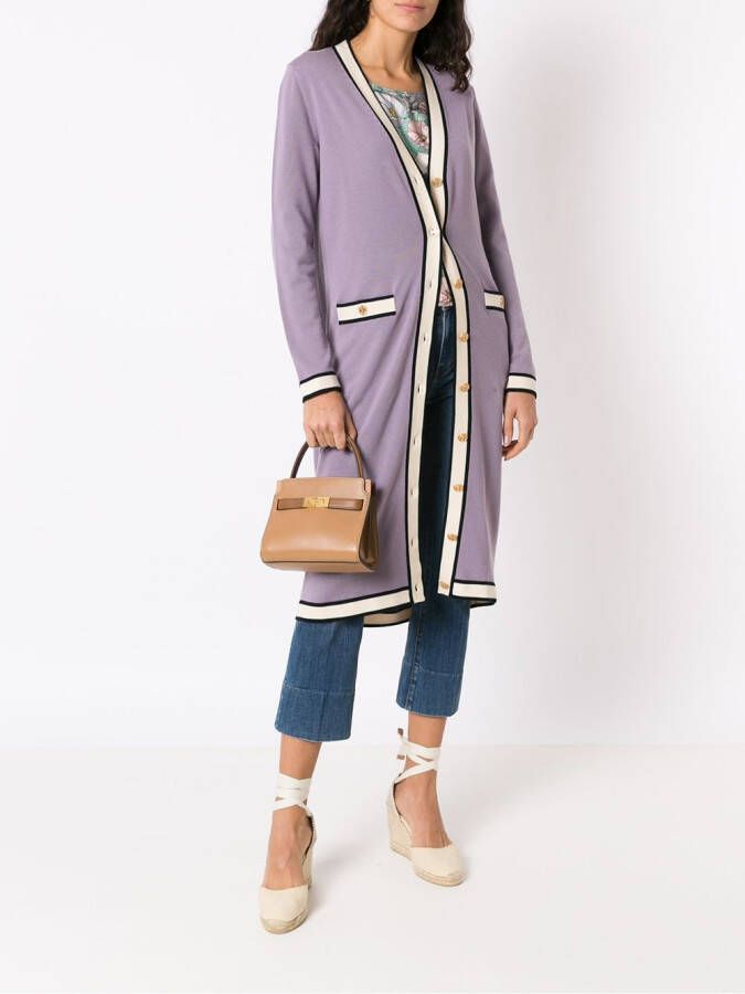 Tory Burch Lee Radziwill Double kleine schoudertas Bruin