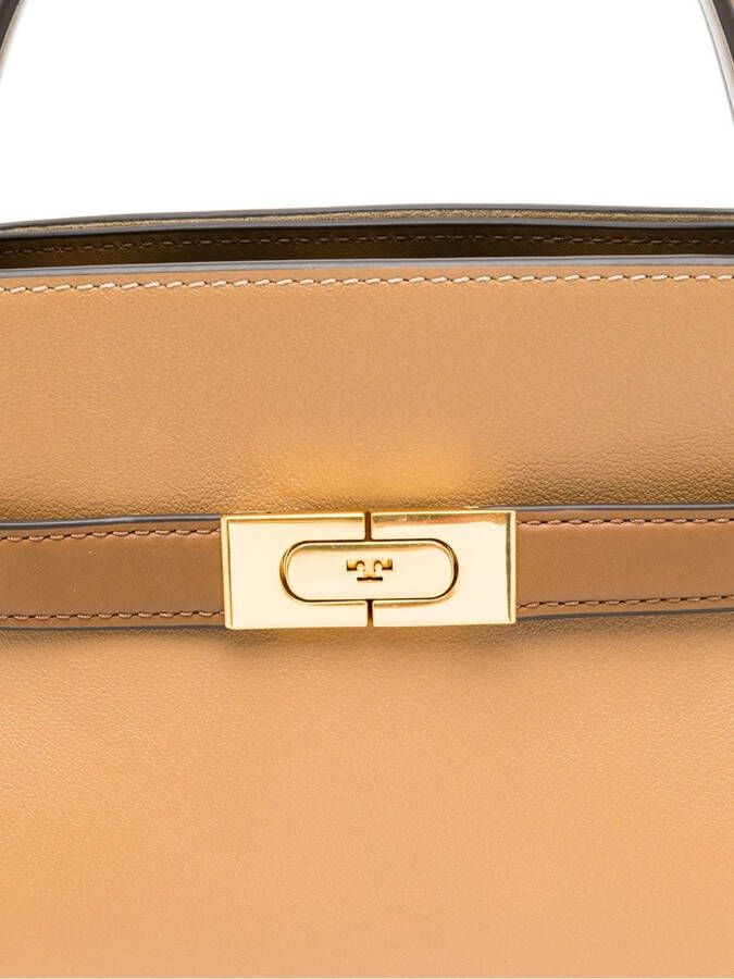 Tory Burch Lee Radziwill Double kleine schoudertas Bruin
