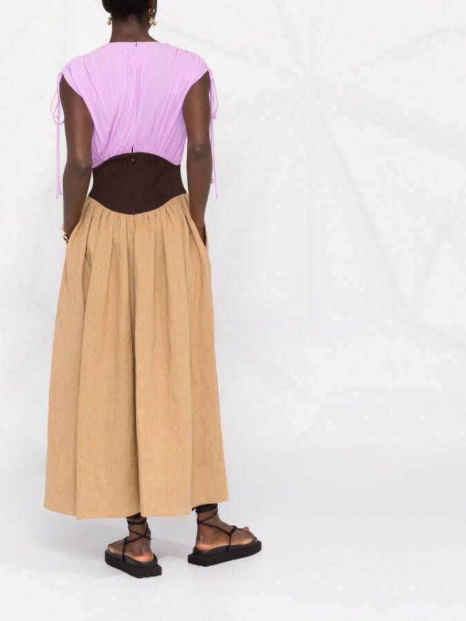 Tory Burch Maxi-jurk met colourblocking Beige
