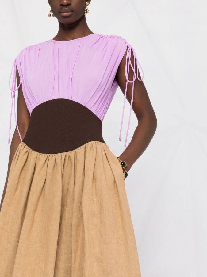 Tory Burch Maxi-jurk met colourblocking Beige