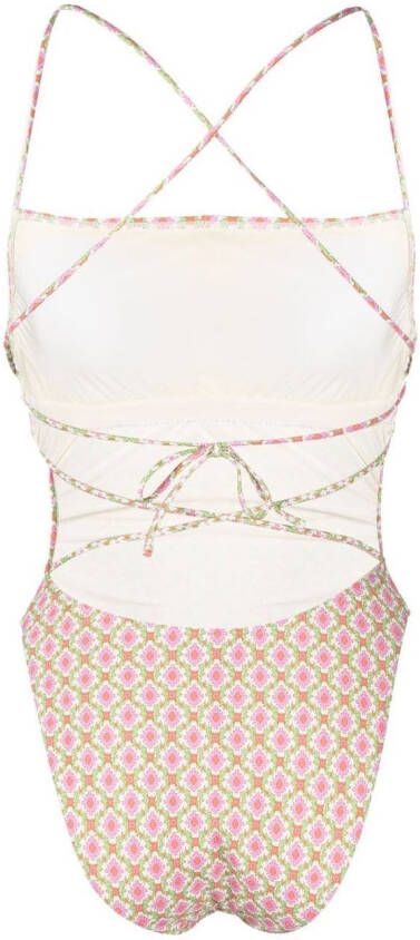 Tory Burch Badpak met kruisbandjes Beige