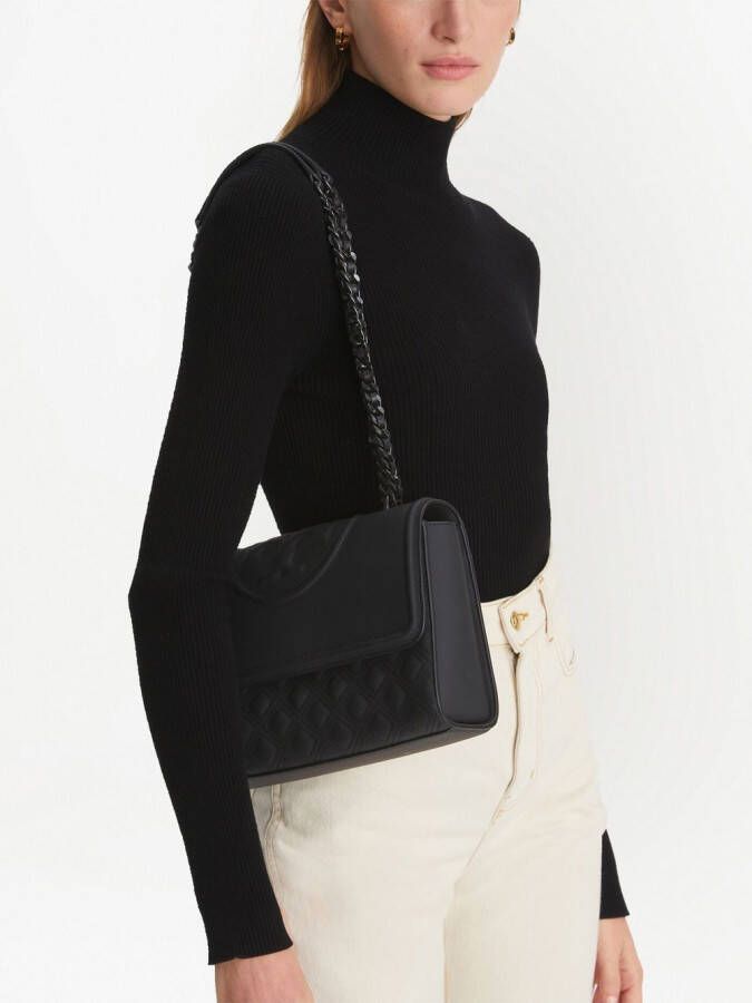 Tory Burch Fleming Matte verstelbare schoudertas Zwart
