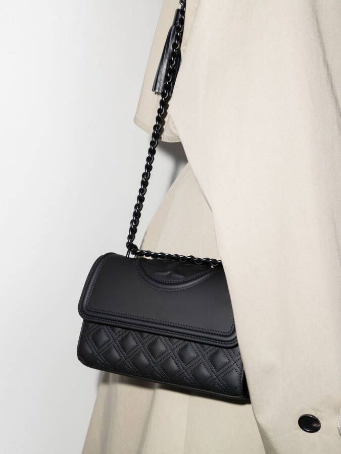 Tory Burch Kleine Fleming Matte verstelbare schoudertas Zwart