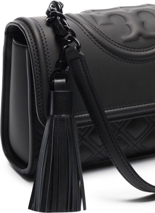 Tory Burch Kleine Fleming Matte verstelbare schoudertas Zwart