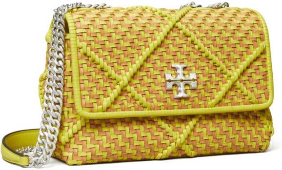 Tory Burch Kleine Kira diamantvormig geweven verstelbare schoudertas Geel