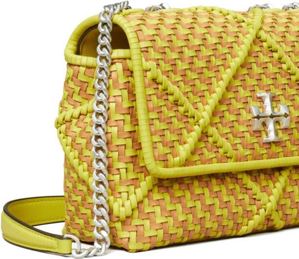 Tory Burch Kleine Kira diamantvormig geweven verstelbare schoudertas Geel