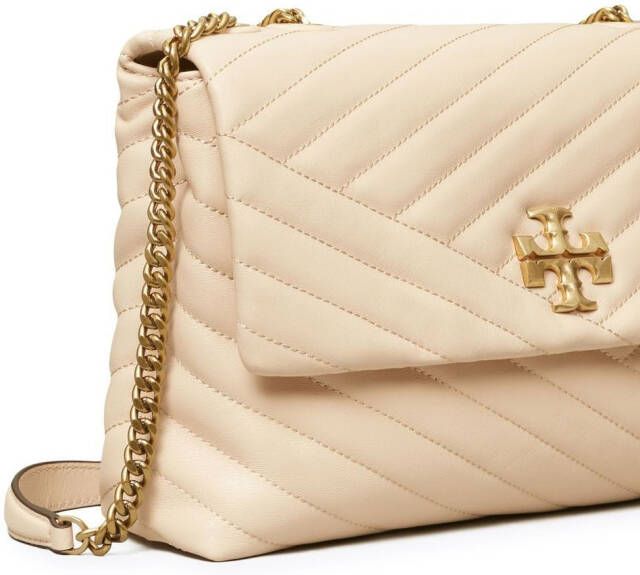 Tory Burch Kira verstelbare schoudertas met chevron streep Beige