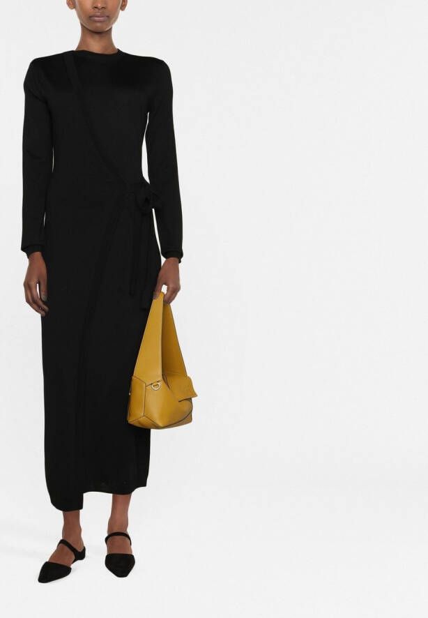 TOTEME Midi-jurk met gestrikte zijkant Zwart