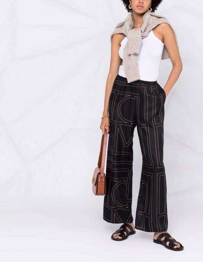 TOTEME Zijden bikinibroek met monogram Zwart