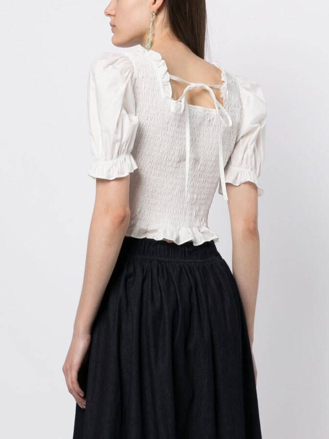 tout a coup Blouse met cropped mouwen Wit