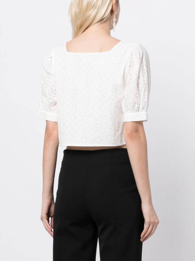 tout a coup Broderie anglaise blouse Wit