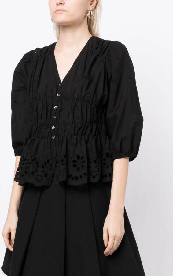 tout a coup Broderie anglaise top Zwart