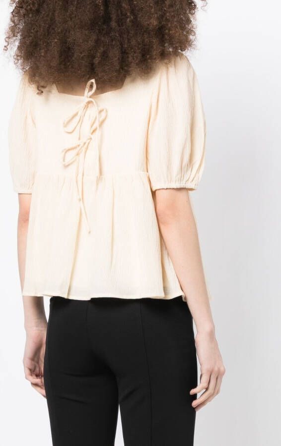 tout a coup Blouse met striksluiting Geel