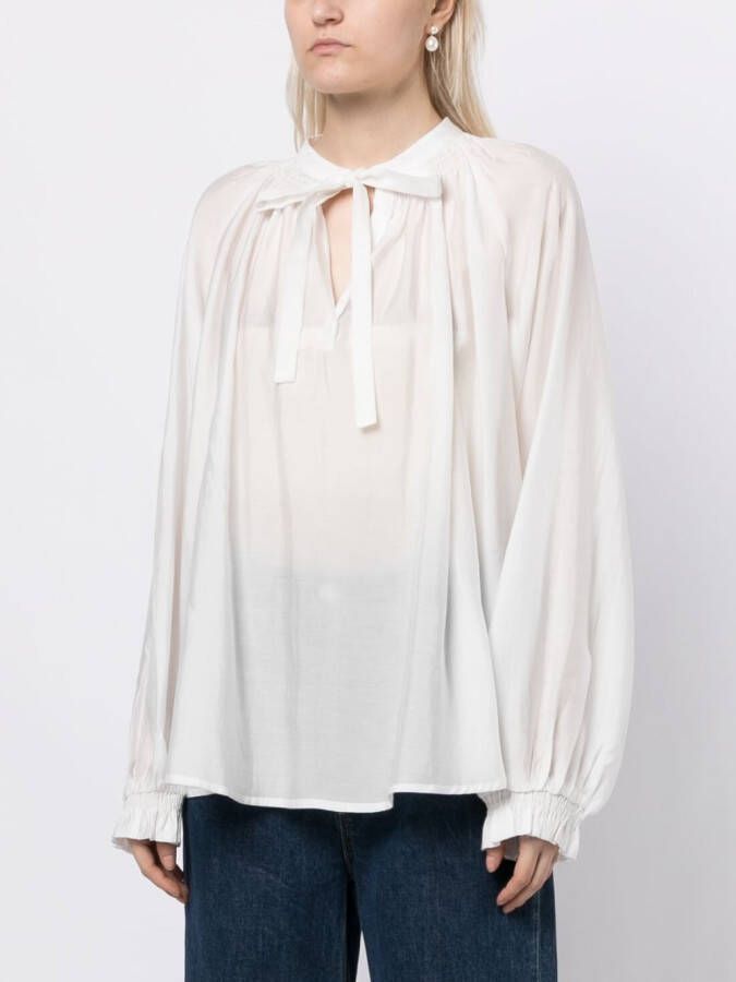 tout a coup Blouse met gestrikte hals Wit