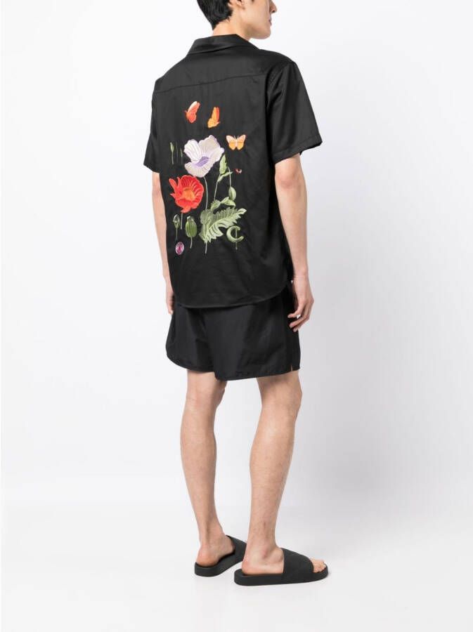 TRUE TRIBE Overhemd met geborduurde bloemen Zwart