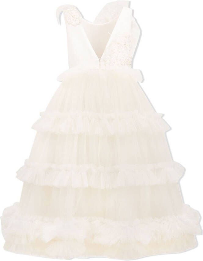 Tulleen Asymmetrische avondjurk Beige