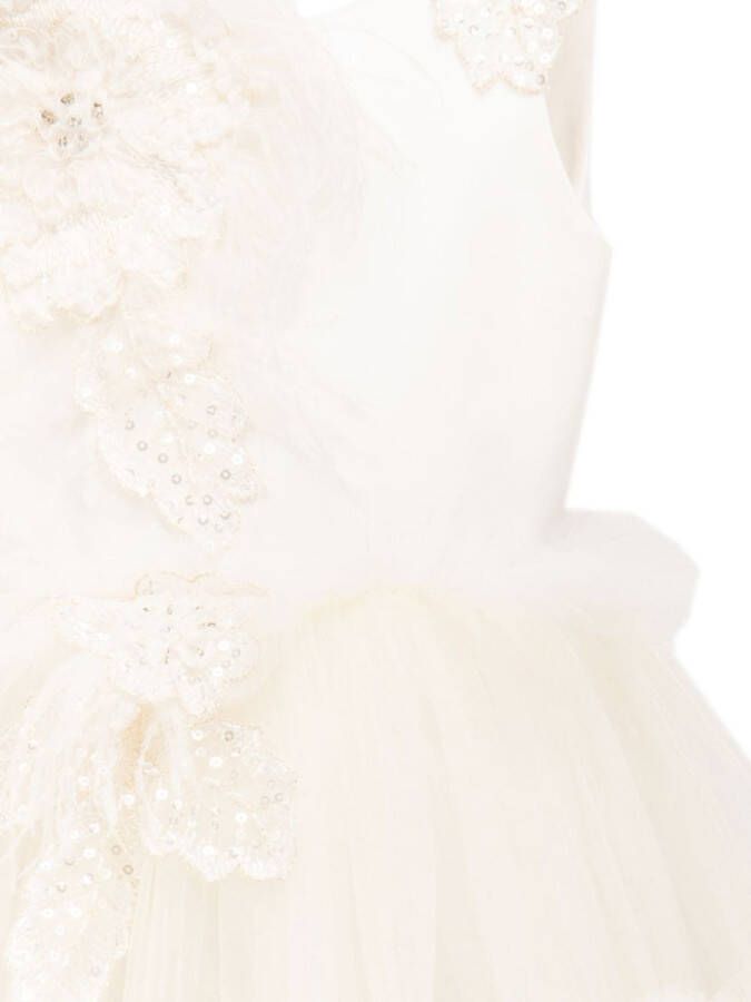 Tulleen Asymmetrische avondjurk Beige