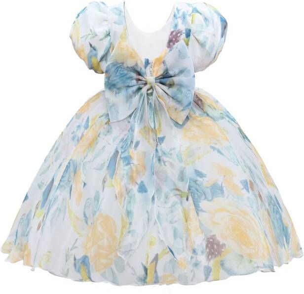 Tulleen Chablis jurk met bloemenprint Blauw