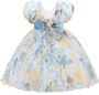 Tulleen Chablis jurk met bloe print Blauw - Thumbnail 2