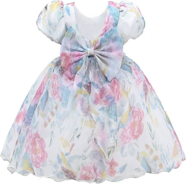 Tulleen Chablis jurk met bloemenprint Blauw