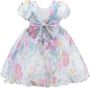 Tulleen Chablis jurk met bloe print Blauw - Thumbnail 2