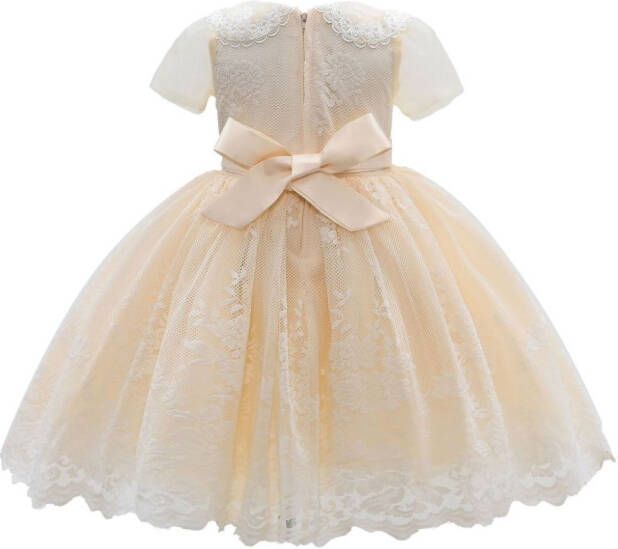 Tulleen Dolly jurk met geborduurd kant Beige