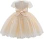 Tulleen Dolly jurk met geborduurd kant Beige - Thumbnail 2