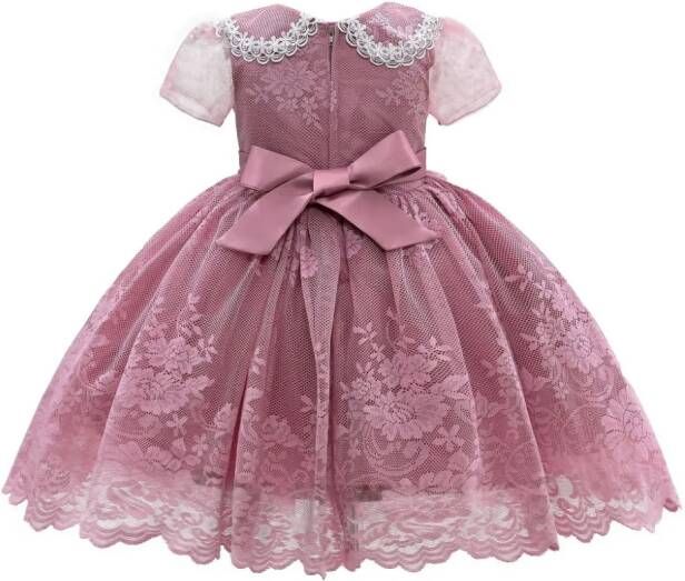 Tulleen Dolly jurk met geborduurd kant Roze