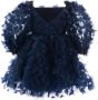 Tulleen Jurk met bloe applicatie Blauw - Thumbnail 2