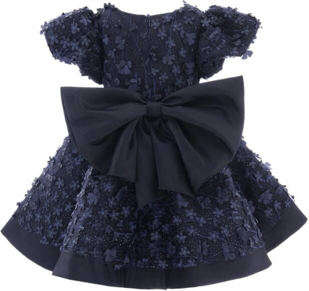 Tulleen Jurk met bloemenpatch Blauw
