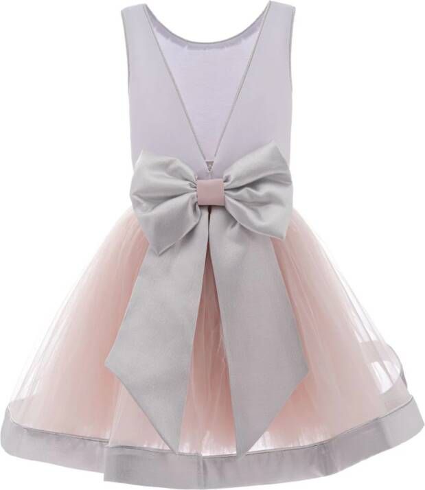 Tulleen Jurk met strikdetail Beige