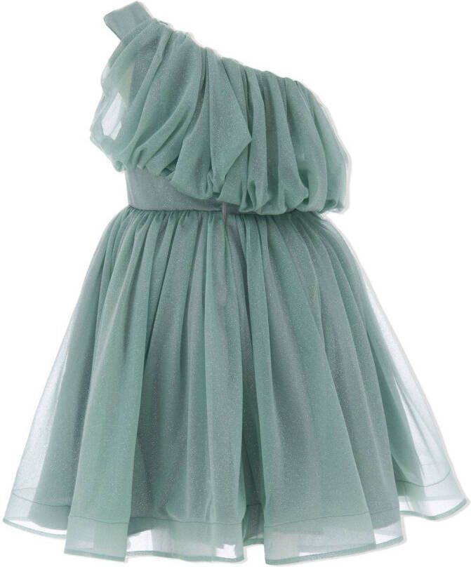 Tulleen Off-shoulder jurk Groen