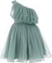 Tulleen Off-shoulder jurk Groen - Thumbnail 2