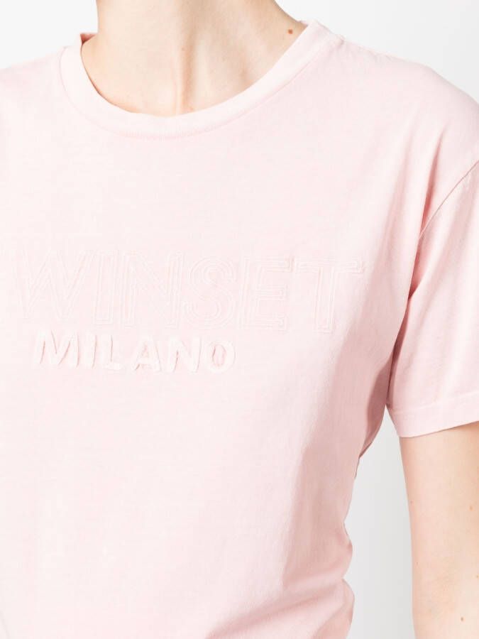 TWINSET T-shirt met logoprint Roze