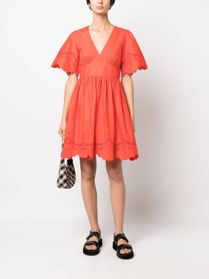 TWINSET Broderie anglaise mini-jurk Oranje