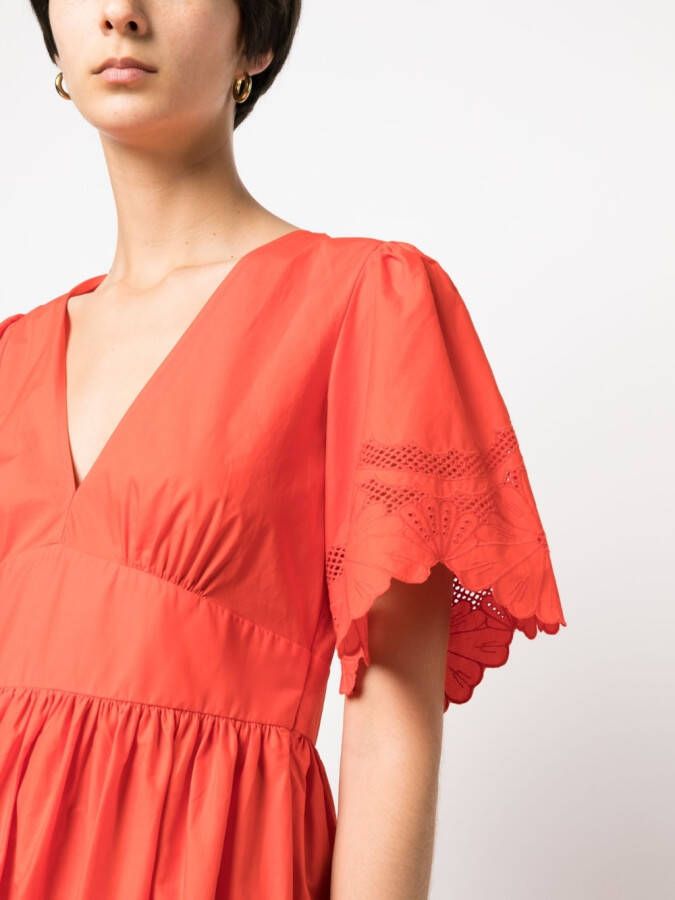 TWINSET Broderie anglaise mini-jurk Oranje