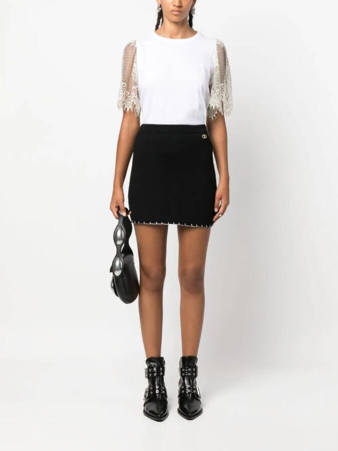 TWINSET Mini-rok met contrasterend stiksel Zwart