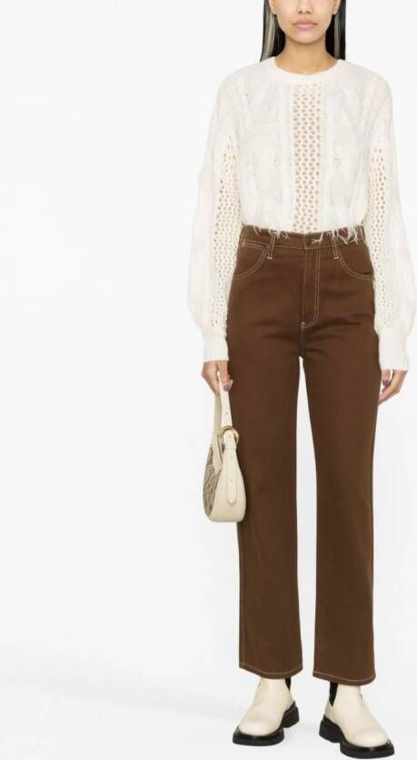 TWINSET feather-detail cable-knit jumper Wit