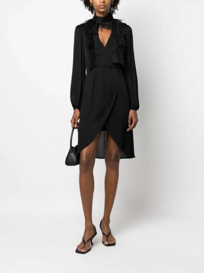 TWINSET Jurk met afwerking van veren Zwart