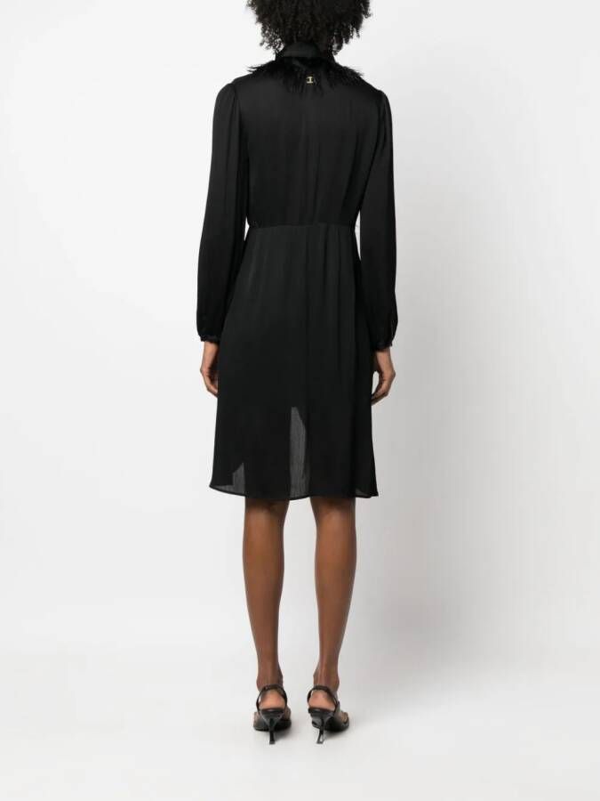 TWINSET Jurk met afwerking van veren Zwart