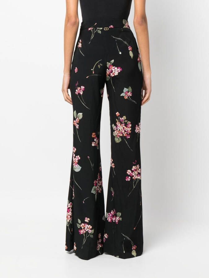 TWINSET Broek met bloemenprint Zwart