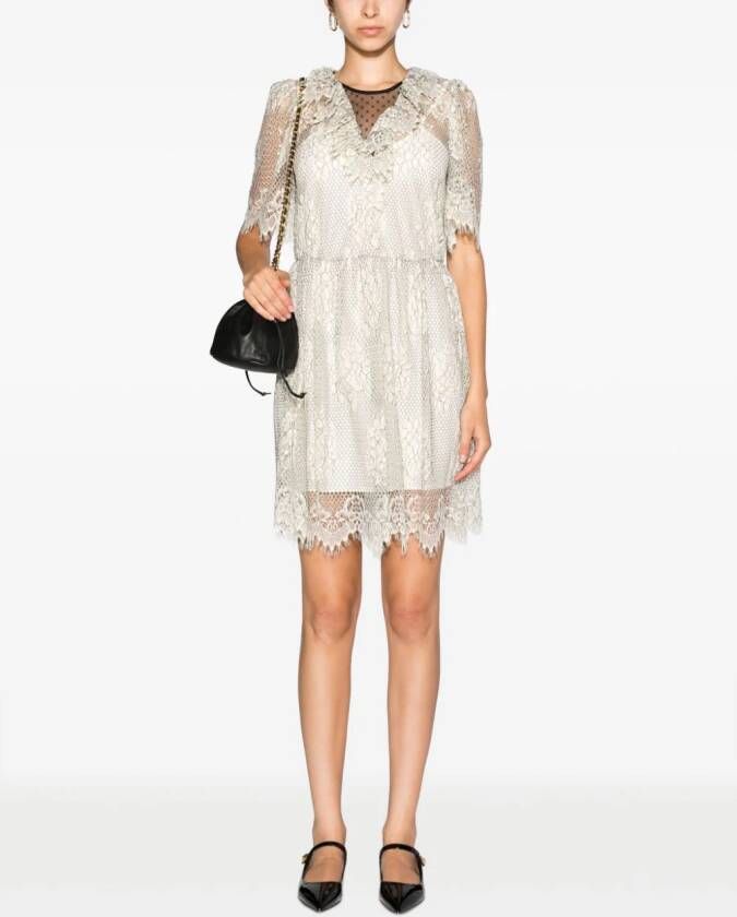 TWINSET Jurk met bloemenkant Beige