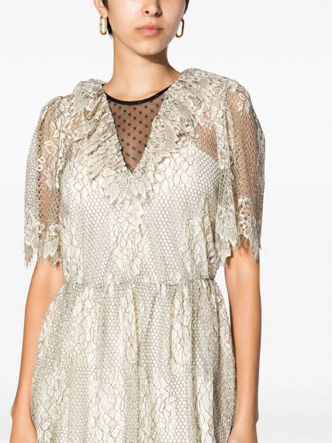 TWINSET Jurk met bloemenkant Beige